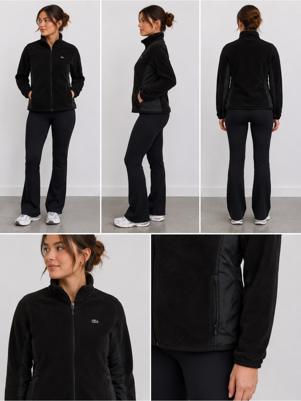 Lacoste Black Zip Fleece Jacket for Women
